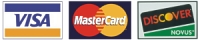 We accept VISA, MASTERCARD and DISCOVER credit cards.