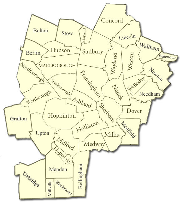 Metrowest Heating Oil Delivery Service Area Map